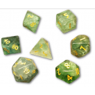 Green Fluorite 7 Piece Dice Set (Green/Yellow) Dice